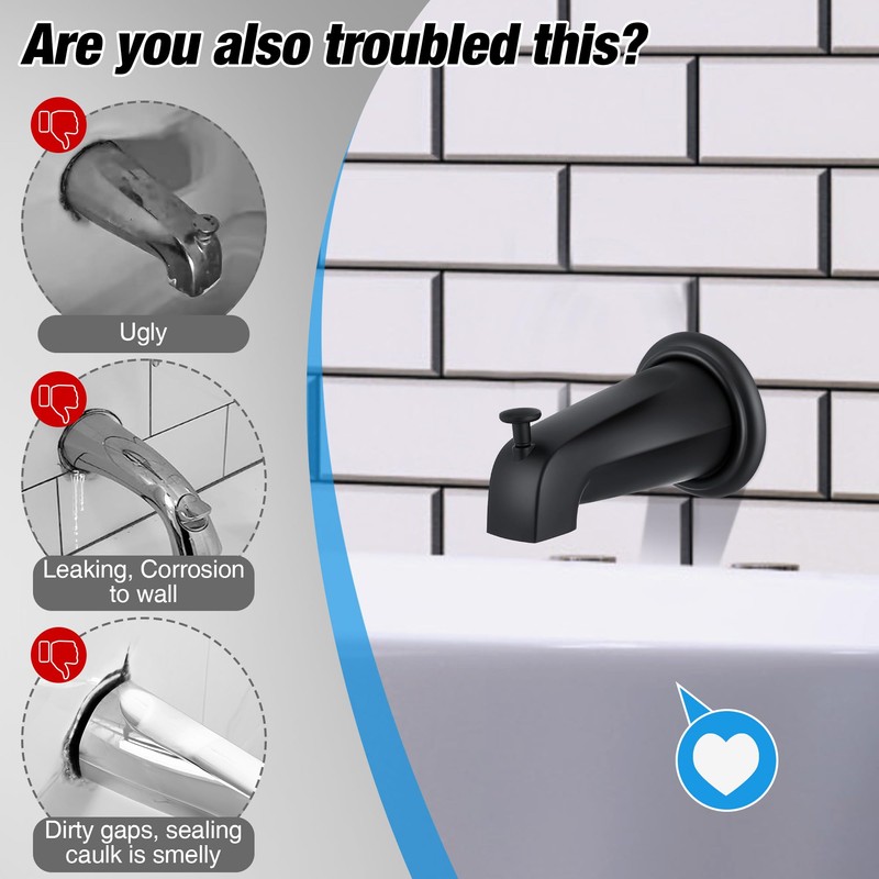 Dreyoo Metal Tub Spout Cover Ring with Foam Gasket, Black