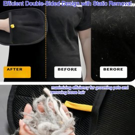 FeBohao Pet Hair Remover Double-Sided Pet Grooming Gloves Cat Grooming Dog Bath Brush Accessories Versatile Grooming Gloves for Washing Deshedding Cleaning Tools