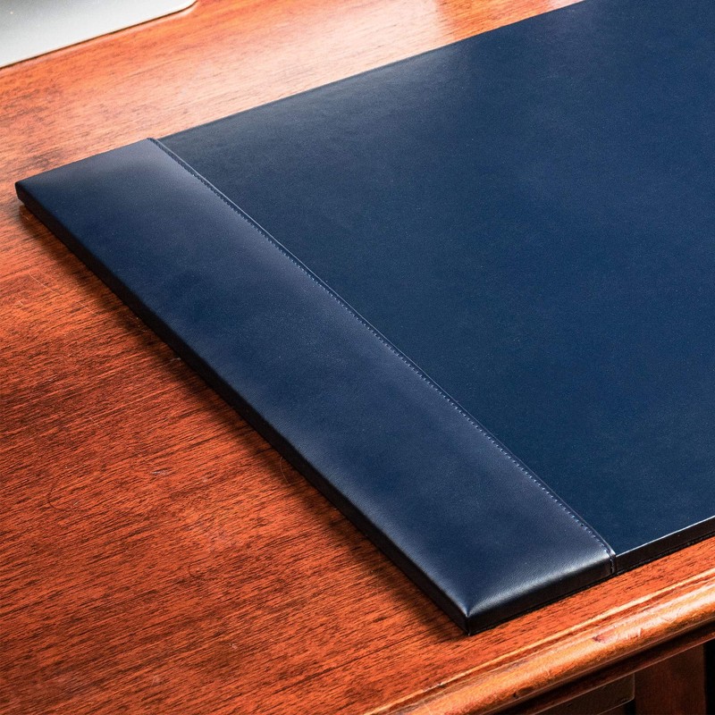 DACASSO Bonded Leather Desk Pad with Side Rails - Luxury