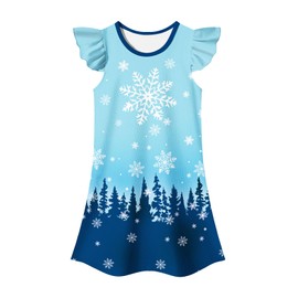 Elsa Dress for Girls, Girls Princess Dress 3-8 Years Short Sleeve Ruffle Outfit for Birthday, Party, and Everyday Wear (US, Age, 4 Years, Blue)