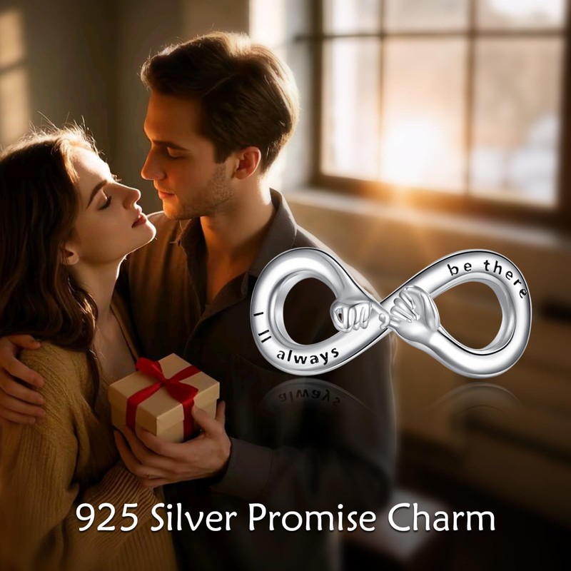 YAFEINI Promise Charm for Bracelet Sterling Silver Infinity Bead Charm