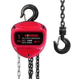 KOERZORE 1 Ton Hand Chain Hoist 2200 Lbs Capacity 20ft Lift, Lightweight 28.2lbs Manual Come Along Winch with G80 Steel Chain & Dual Hooks for Engine Lift, Warehouses, Automotive, Machinery