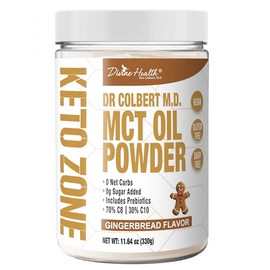 Divine Health Keto Zone® MCT Oil Powder | Gingerbread | 330 G | 30 Day Supply | Dr. Colbert's Keto Zone Diet Book | Coffee Creamer | 70% C8 30% C10 | 0 Net Carbs
