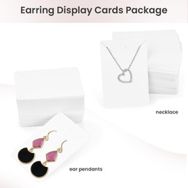 yuntop 100 Pcs Earring Cards with 100Pcs Self Adhesive Bags for Earrings Jewelry Display and 200 Pcs Earring Backs, Earring Display Holder Cards 3.5x2.4 Inches Earring Card Holder Set (White)