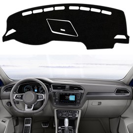 Rifoda Dash Board Cover Fit for Volkswagen VW Tiguan 2017-2024 Dashboard Cover Mat Non-Slip Carpet Sunshield Pad Sunshade Glare UV Rays Protector (Black Edge)