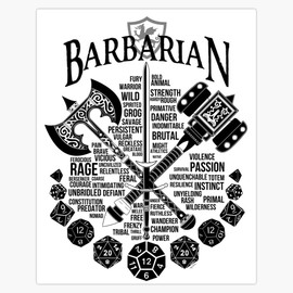Leyland Designs RPG Class Series: Barbarian - Black Version Bumper Sticker Window Water Bottle Decal 5""
