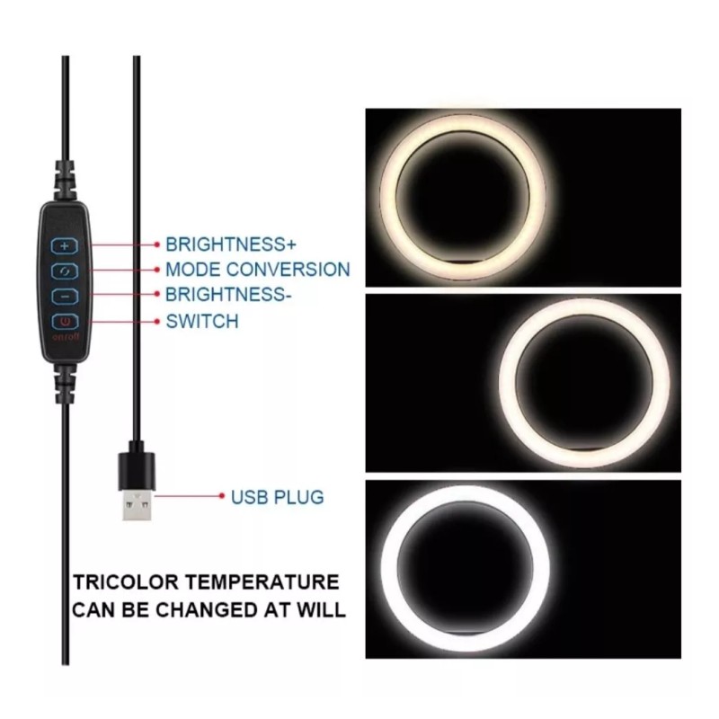 CL Aro De Luz Led Con Soporte Para Celular Selfie