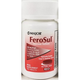 Major Ferrous Sulfate 325mg (Compare to FeroSul) 100tablets -EXP:01/2026