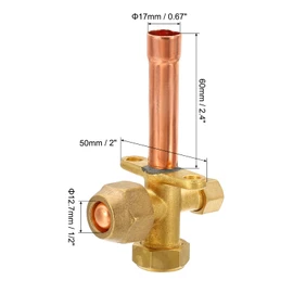 PATIKIL Air Conditioner Stop Valve, Fit for 1/2" OD Copper Tube Size Straight 3 Way Angle Stop Service Valve Fitting for Mini Split AC Refrigeration
