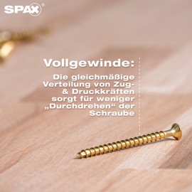 SPAX Universal Screw, 2.5 x 20 mm, Pack of 360, Fully Threaded, Countersunk Head, Phillips Z1, 4CUT, Yellox - 8000000286773