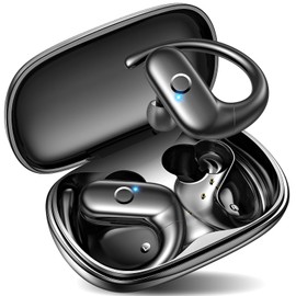 kurdene Wireless Earbuds Bluetooth Headphones Sport,Over Ear Buds with Deep Bass Sound,60Hrs Playtime Earphones Redesigned Comfort Fit with Earhooks for Running,Meeting,Workout-Black