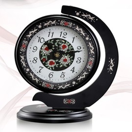 National Museum of Korea Museum Goods Noiseless Table Clock Mother-of-pearl Pattern Black Goods Foreigner Gifts Souvenirs I agree to third-party provision for delivery / 국립중앙박물관 박물관 굿즈 무소음 탁상시계 자개 문양 블랙 굿즈 외국인 선물 기념품 배송을 위한 제3자 제공에 동의합니다