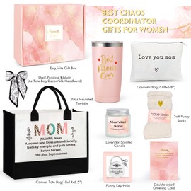 Suhctuptx Gifts for Mom from Daughter, Son, Best Mommy Ever Gift for Christmas, Mothers Day, Valentines Day, Funny Happy Birthday Basket Ideas for Mom, Mother In Law with Tote Bag Pink