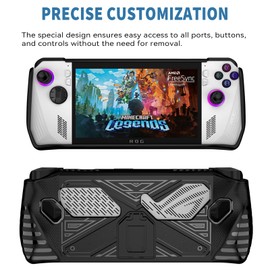 KOEBSHPE Silicone Case for ASUS ROG Ally(2023) with Foldable Kickstand, Accessories for ROG Ally Including Anti-Slip & Shockproof Cover Skin for ROG Ally and 4 Thumb Grip Caps (Black)