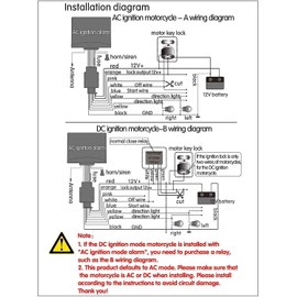 Snlazp Motorcycle Anti-Theft Alarm Security System, Control Engine Start Bike Anti-Hijacking Cutting Off Remote Engine Start Arming Disarming,Waterproof Security Cycling Bike Alarm