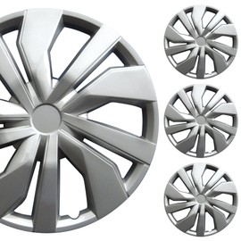 PACRIM 15" Universal Silver Car Wheel Cover/Hubcap Set | Replacement Snap On | Set of 4 | Univeral Fit for 15 Inch Base Stock Rims