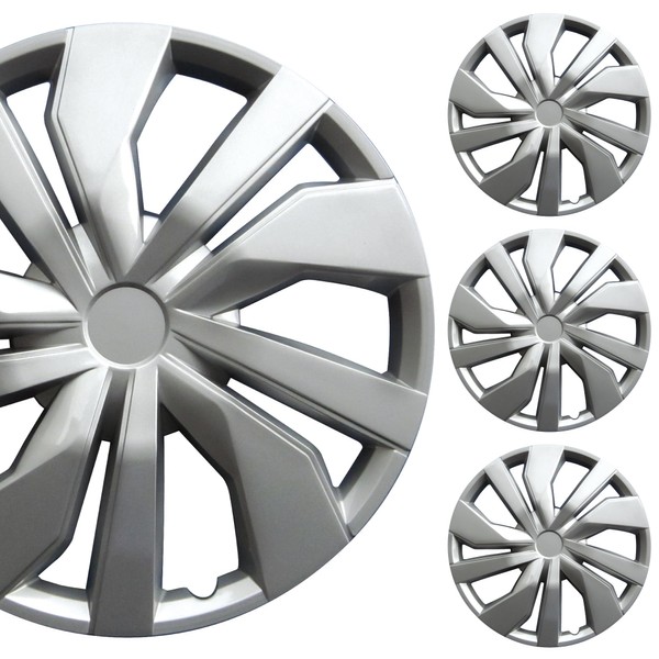 PACRIM 15" Universal Silver Car Wheel Cover/Hubcap Set | Replacement