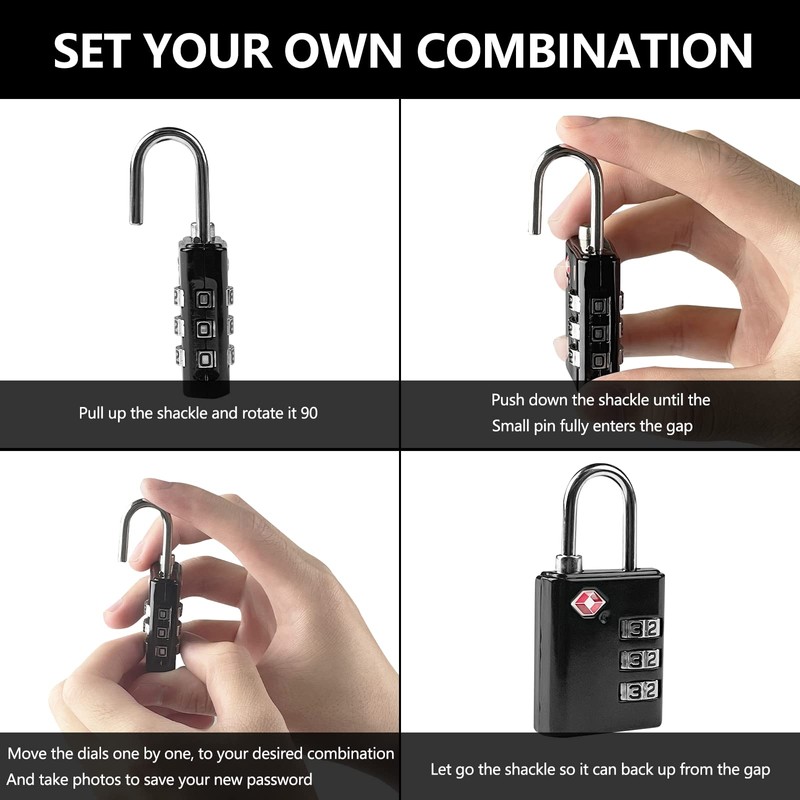 Newpop Pack of 2 TSA Suitcase Lock, Luggage Lock, 3-Digit