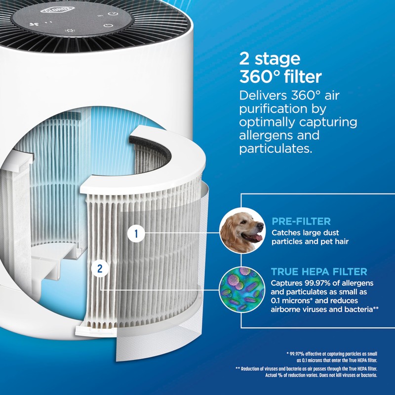 Clorox Air Purifiers for Bedroom Home, True HEPA Filter, Small