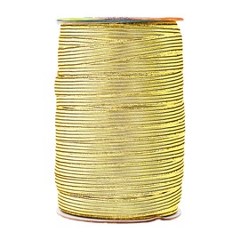 Mandala Crafts - Rollo de 20 yardas de bandas elásticas doradas metálicas de 16mm para costura - Cordón elástico plano de 5/8 - Correas elásticas trenzadas de 5/8 pulgadas para manualidades