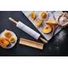 JEmarble Rolling Pin-Wooden Handles(White)(Premium Quality) Polished Surface 18-inch(10"Barrel) Genuine Stone