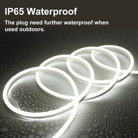 SURNIE 50ft/15m LED Neon Rope Lights - 110V Flex Strip Lights Outdoor Waterproof - 6000K Daylight White Flexible DIY Cuttable Connectable Light for Bar,Gaming Room,Commercial Building Use