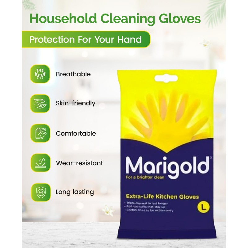 Shopping Sky Marigold Gloves Medium x3 & Kitchen Sponges Bundle