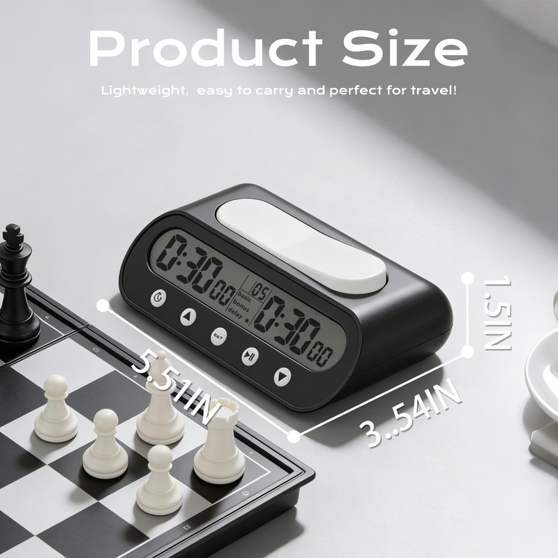 VINJOE Chess Clock Digital Chess Timer Professional for Board Games,Portable
