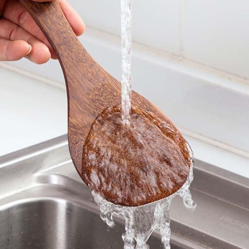 2 Pcs Wooden Rice Spoon Set Non Stick Rice Paddle