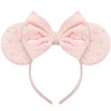 Trnerm Pink Mouse Ears Headband, Heart Beads Fuzzy Bows Cute