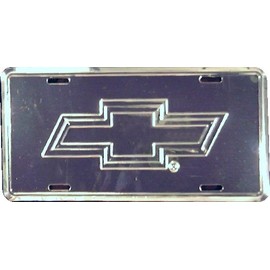 HangTime Chevy Bowtie Super Stock Emboss only Mirror Background Metal auto tag 6 x 12