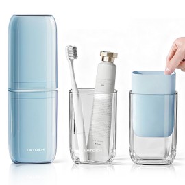 LRTOEH 4-in-1 Toothbrush Travel Cup, Portable Toothbrush Container
