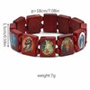 Christian Bracelet Wooden Holy Saints Bracelets Rosary Catholic Stretch Bangle