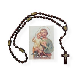 GCK Novena a San Jose con Rosario Cafe de Madera Prayer Book in Spanish with Brown Wood Rosary 2 Pc Set