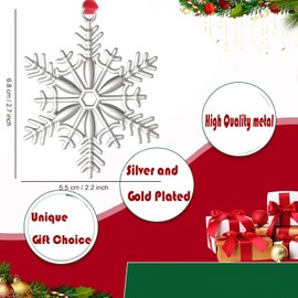 6PCS Christmas Ornament Metal Snowflake Ornament for Christmas Tree Holiday Christmas Hanging Decorations for Winter Christmas Tree Decor Keepsake Gifts Xmas Party Favors Supplies (J-Snowflake,6)