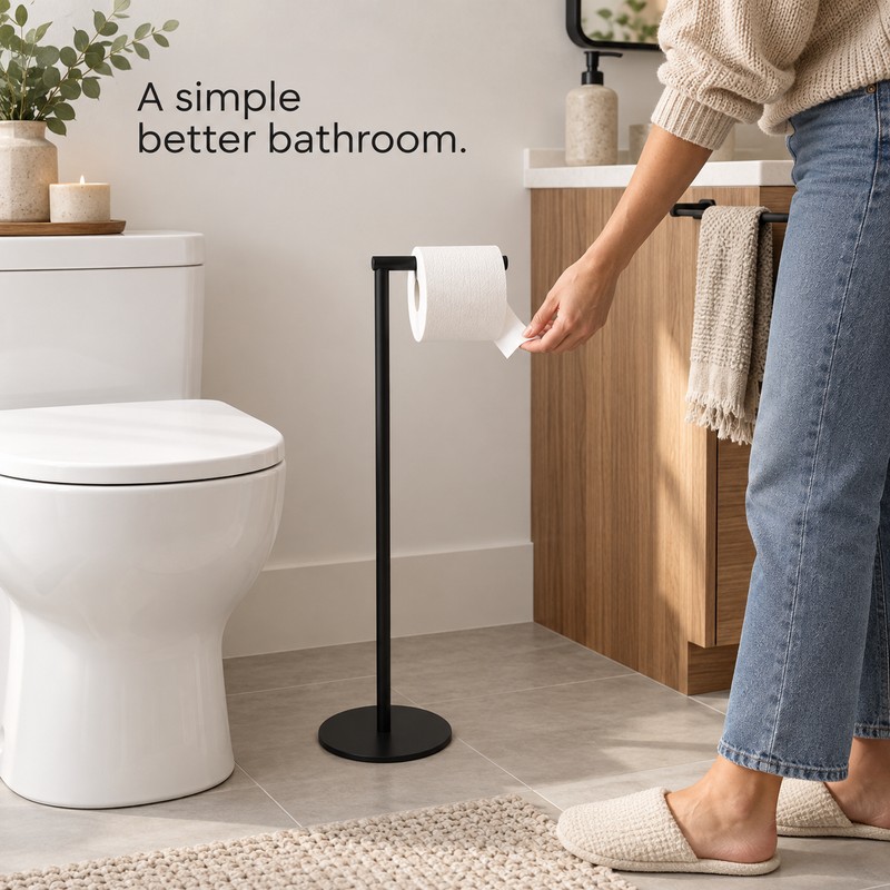 Free Standing Toilet Paper Holder, Stainless Steel Rustproof Tissue Roll
