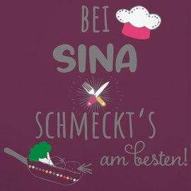 Geschenk mit Namen personalisiert by Shirtracer - Apron - Cooking Apron - Bei Name schmeckts am besten, 1 eggplant