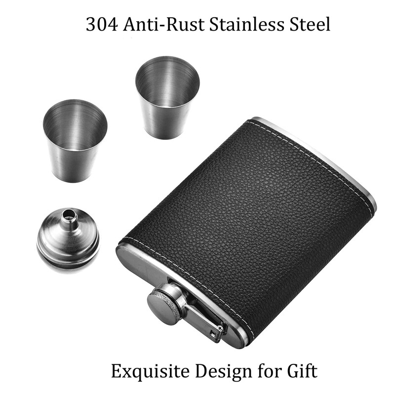 Yenghome Hip Flask Set, 8 OZ Premium Stainless Steel Leather