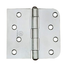 Stainless Steel Security Hinge - 4 x 4.25" with 5/8 Radius Square - Non Removable Riveted Pin - 3 Pack