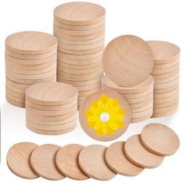 Aemygo 110 Pcs 2 Inch Round Wood Circle for Craft, 0.2 Inch Unfinished Wooden Slices Thick Wood Coins Blank Wooden Bulk Wood Discs Cutout Chips for DIY Arts Projects