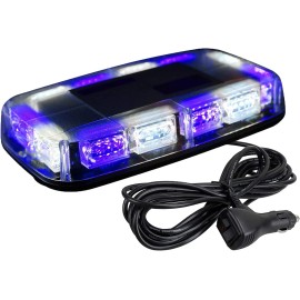 48-LED High Visibility Emergency Safety Warning Light Bar for Roof Top Mini LED Light Snow Plow Trucks Construction NewLight Color: Blue/White, Rated Power: 48, Beam Angle: Spot
