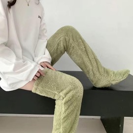 Chlemeter Cozy Paws,Plush Long Warm Socks,Teddy Bear Socks,Long Fuzzy Socks,Snuggle Socks (US, Alpha, One Size, Regular, Petite, green)