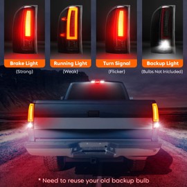 Tail Light 3rd Third Brake Cargo Lamp for Chevy Silverado 1500 07-13, 2500 HD & 3500 HD 07-14, for GMC Sierra 3500 HD 08-14 High Mount Stop Light Rear LED Taillight Assembly Chrome Housing Smoke Lens