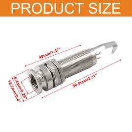 LifCratms 1/4"(6.35mm) Guitar End Pin Output Jack, Silver Metal Threaded Stereo Output Jack Socket for Electric Guitar Bass