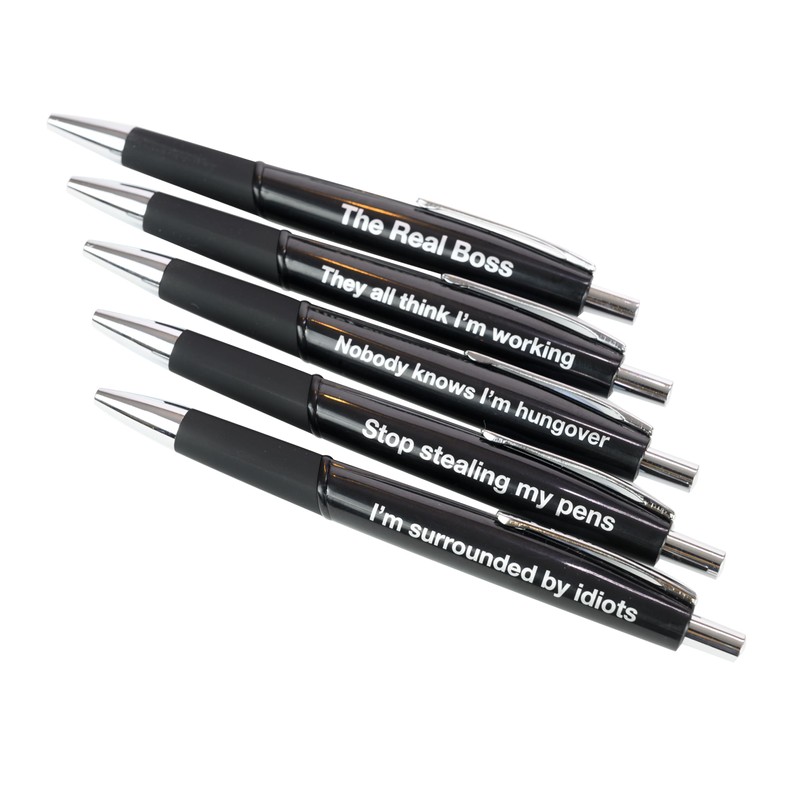 Funtime Gifts Pens with Attitude – 5 Hilarious Ballpoint Pens