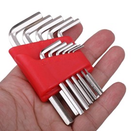 11pc Small Metric Hex Allen Key Wrench Tool Set. 1.27-6mm Long and Short Arm Sizes of Hard Cr-V Alloy in a Compact Holder