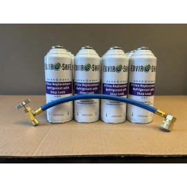 envirosafe R134 Replacement Refrigerant w/ Stop Leak 12 cans, w/ Charging Hose