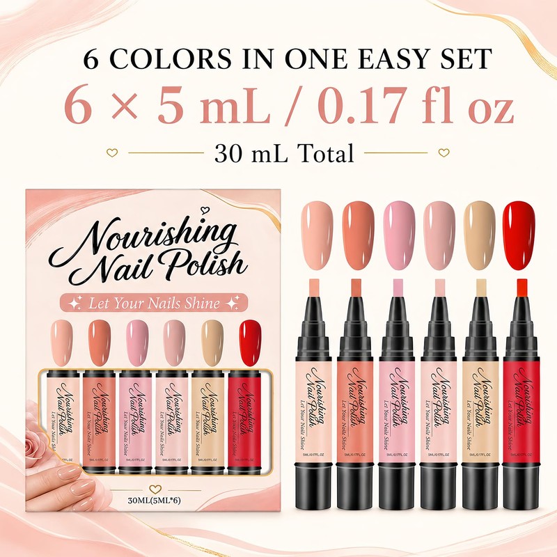 6 Pcs Quick Dry Nail Polish Pens, No UV Lamp