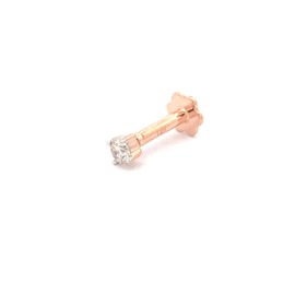 Natural 2.2MM (0.04ct) Diamond 14K Rose Gold Nose Ring Lip Labret Monroe Stud, Screw Post, 6MM Long, 16 Gauge, Gemstone, diamond