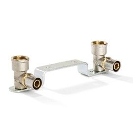 H2O-Flex® 16 Press Fitting 1/2 Inch Internal Thread with 2 x Rotatable Wall Angle on Mounting Plate for Composite Pipe 2.0 mm DVGW Aluminium Composite Pipe 16 x 2.0 mm Multilayer Composite Pipe